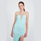 Emory Park mint midi dress for women with a stylish cut-out design and side slit