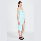 Emory Park mint midi dress for women featuring a stylish slit and strappy design