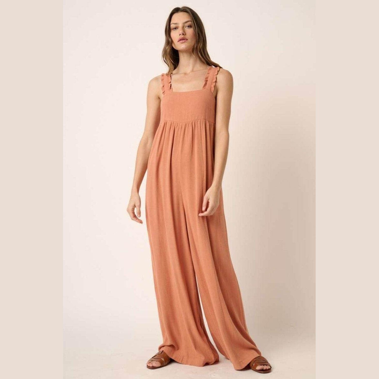 Mittoshop Sleeveless Wide Leg Jumpsuit - VacationGrabs