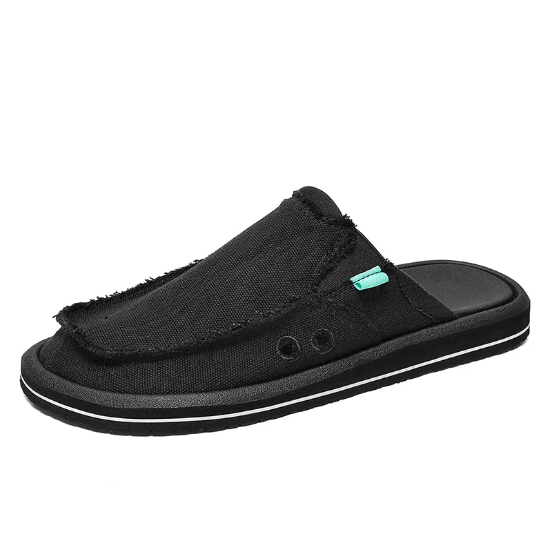 Men's comfortable shoes in black canvas, ideal for casual wear