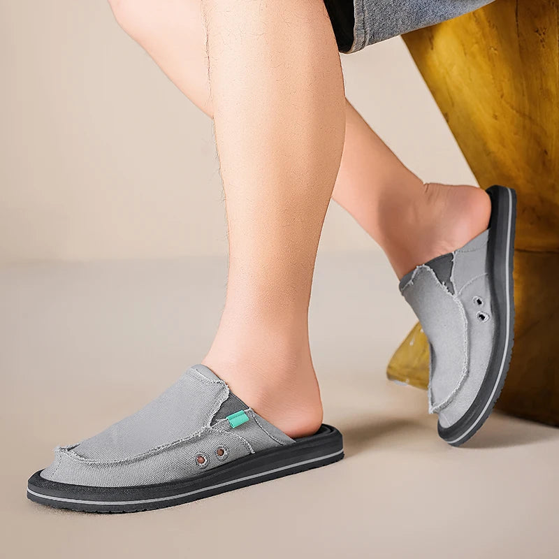 Men's comfortable shoes in gray canvas for casual wear