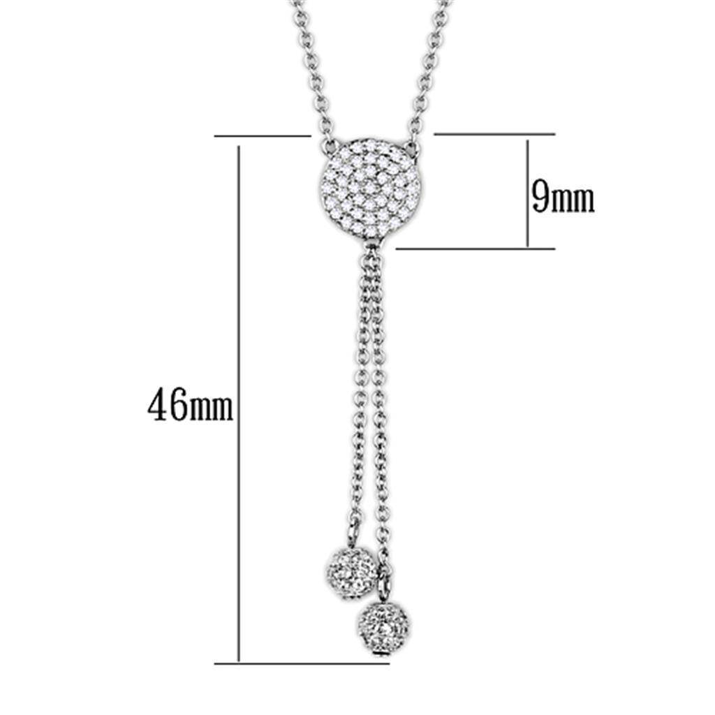Modern rhodium pendant necklace featuring a stylish design with elegant drop details