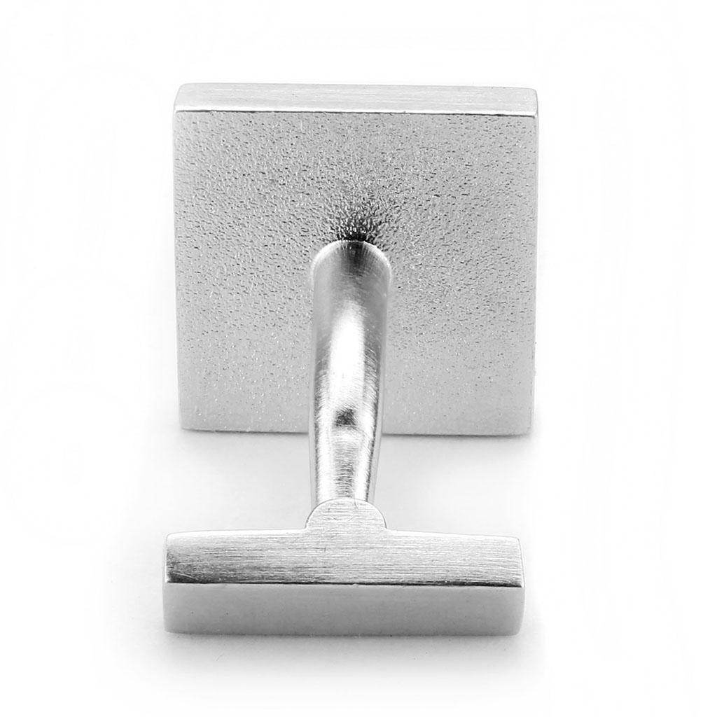 Modern square cufflinks for men with a sleek silver finish, perfect for formal occasions