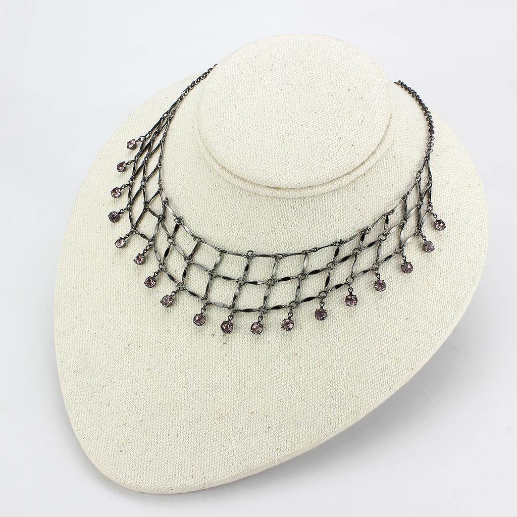 Elegant black necklace with gemstone accents, ideal modern vacation jewelry for women