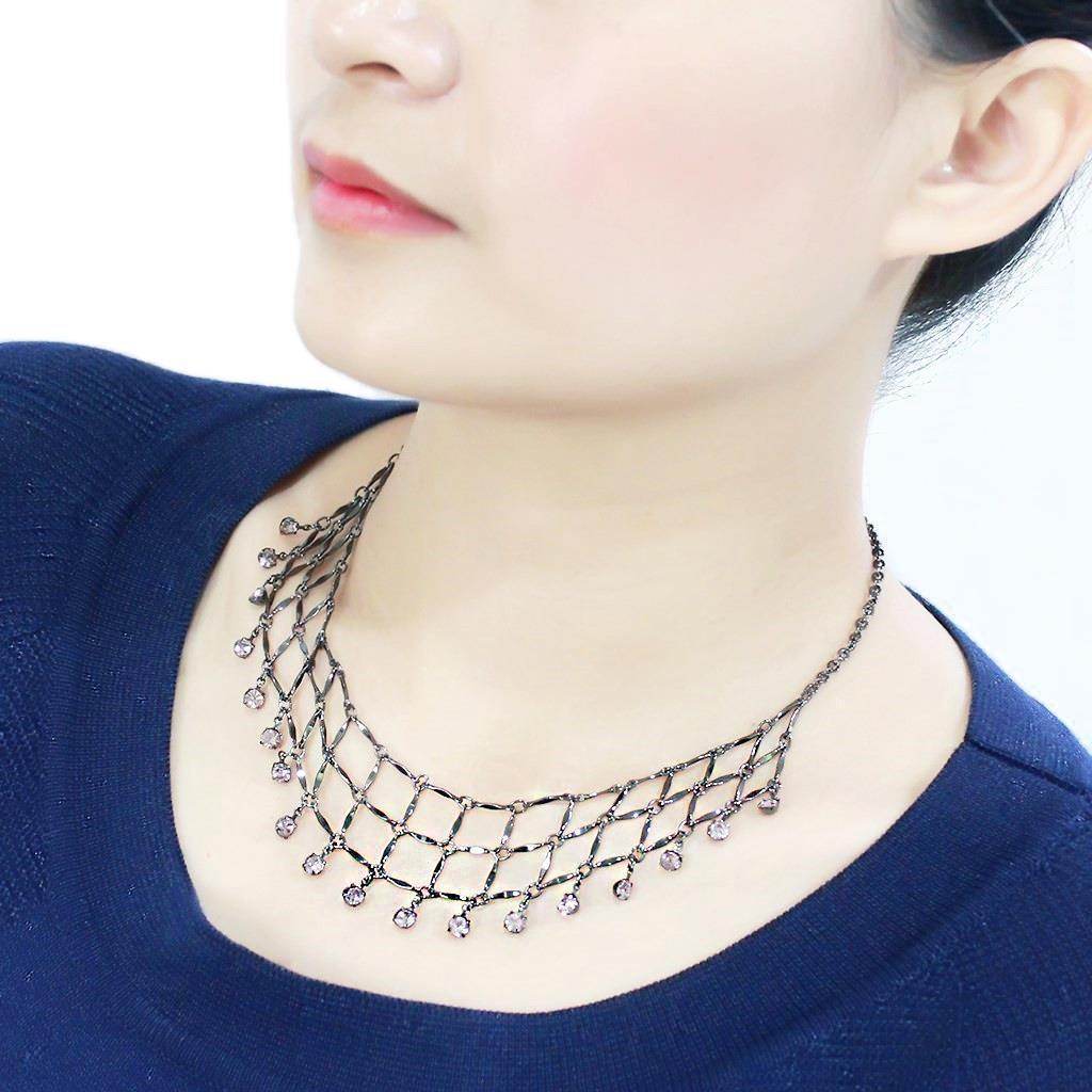 Elegant black modern vacation jewelry for women featuring a stylish layered necklace with sparkling accents