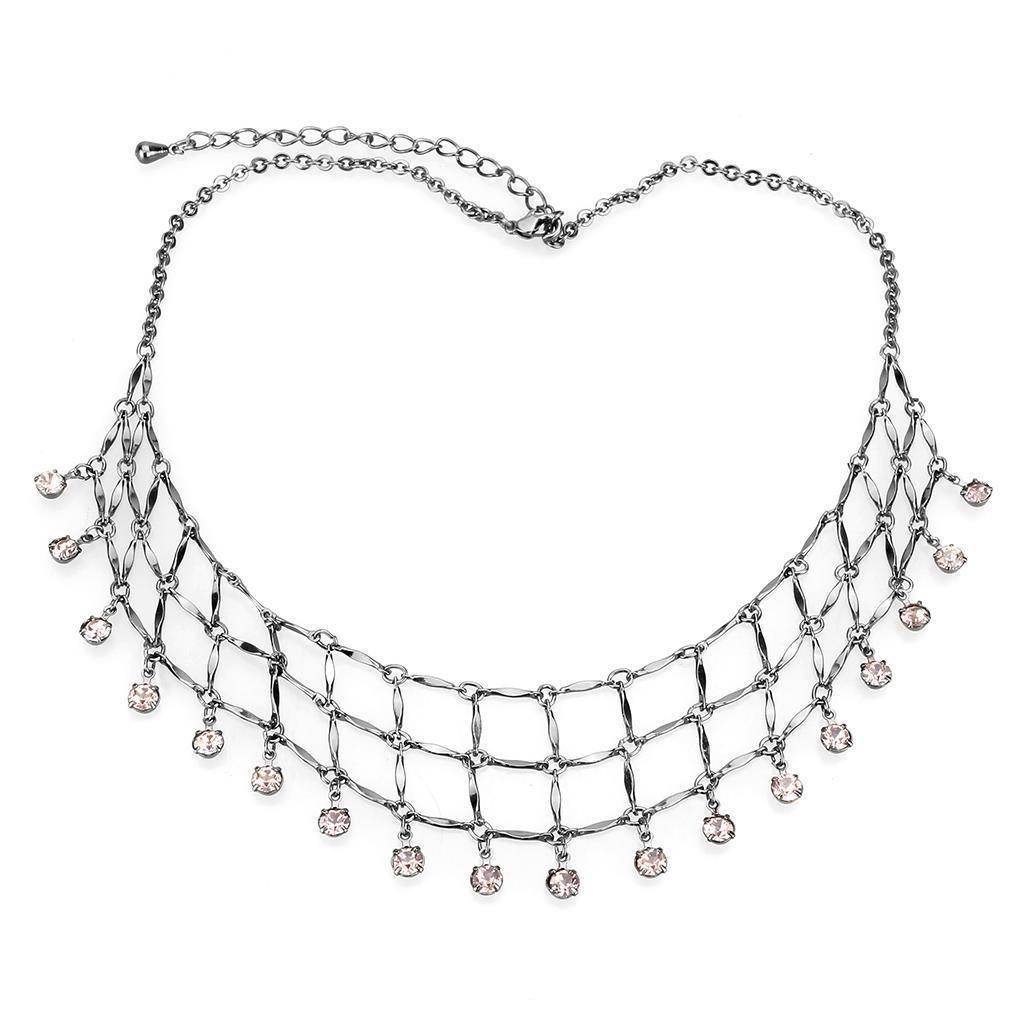 Elegant silver necklace with crystal accents, perfect modern vacation jewelry for women