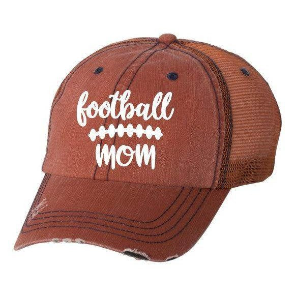 Ocean and 7th Distressed Brown Hat for Moms featuring Football Mom design, perfect mom sports accessories