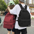 Stylish nylon backpack for travel in black and red, ideal for urban exploration and everyday use
