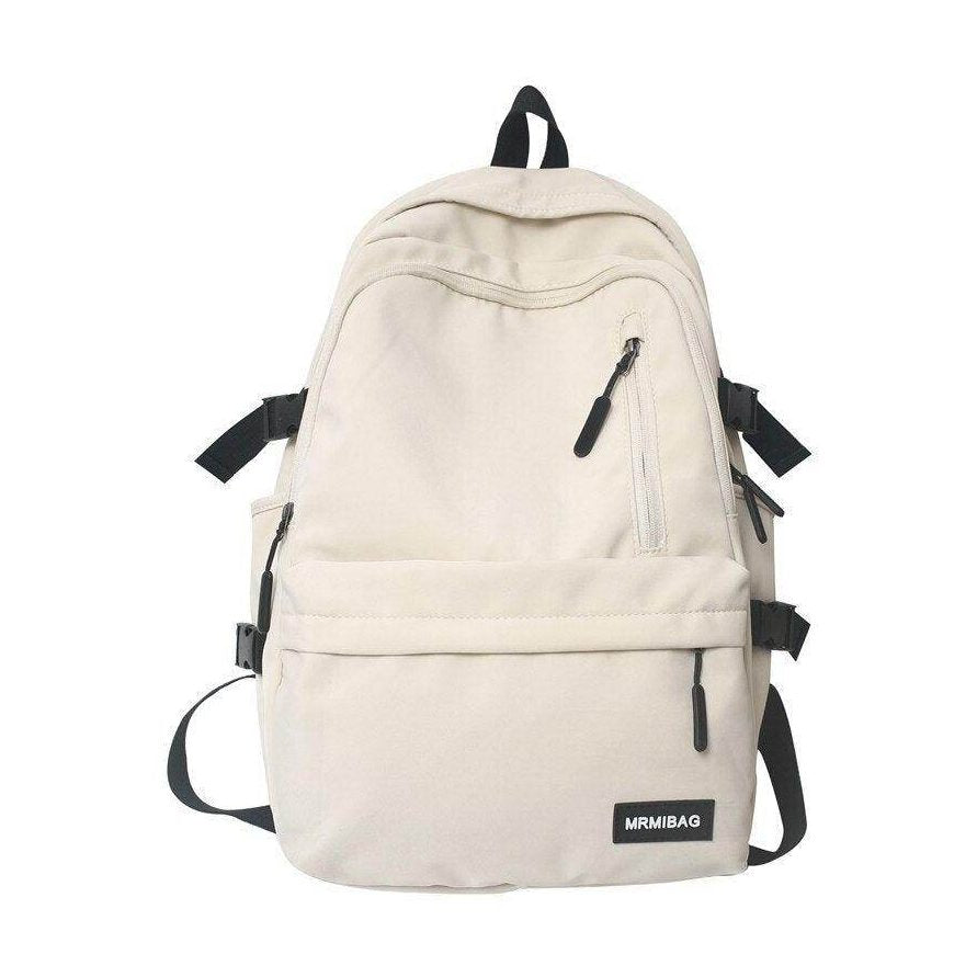 VacationGrabs nylon backpack for travel with multiple pockets and adjustable straps in beige color
