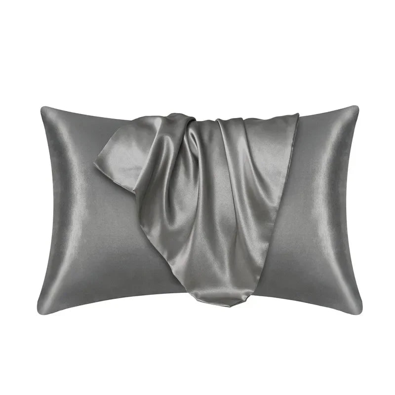 Gray mulberry silk pillowcase for hair and skin care