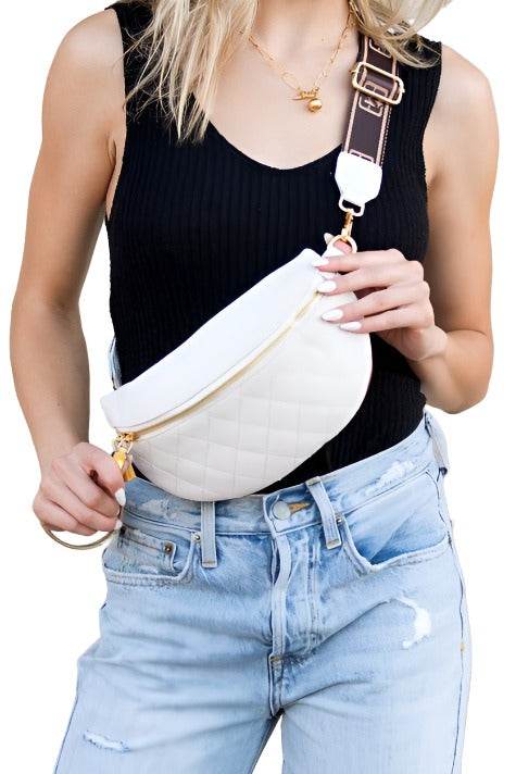 Myra Quilted Genuine Leather Crescent Sling Bag - VacationGrabs