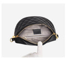 Myra Quilted Genuine Leather Crescent Sling Bag - VacationGrabs