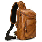 Natural Leather Chest Pack Leather Shoulder Bag - VacationGrabs