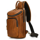 Natural Leather Chest Pack Leather Shoulder Bag - VacationGrabs