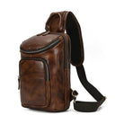 Natural Leather Chest Pack Leather Shoulder Bag - VacationGrabs