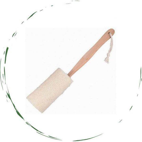 BeNat natural loofah bath brush with a wooden handle for gentle exfoliation and deep cleansing