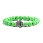 Men's Jewelry - Wristbands Natural Matte Black Lava Volcanic Stone Dog Paw Print Bracelet