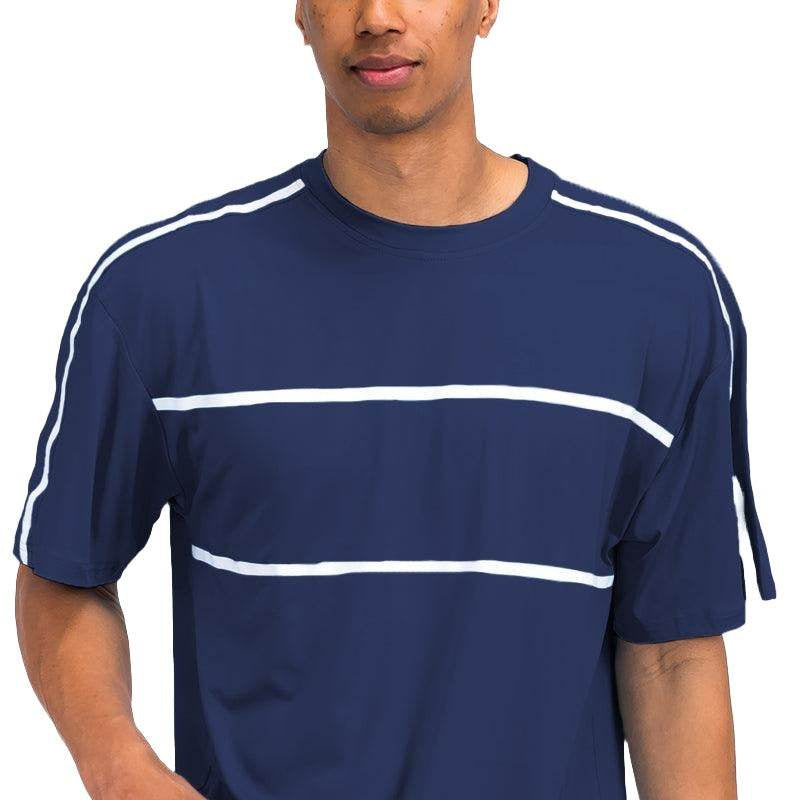 Navy Blue Jordan Solid Tape Tshirt - VacationGrabs