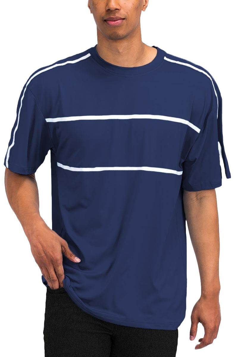 Navy Blue Jordan Solid Tape Tshirt - VacationGrabs