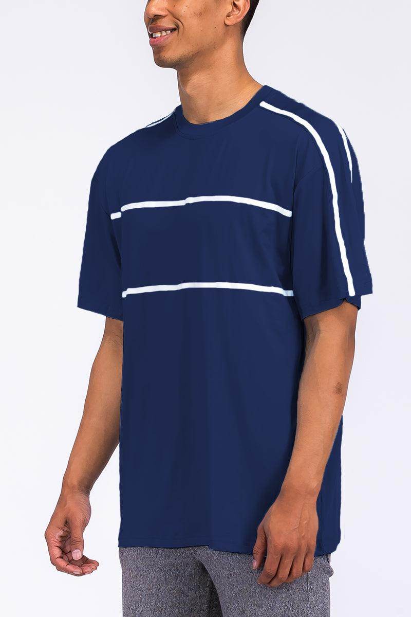 Navy Blue Jordan Solid Tape Tshirt - VacationGrabs