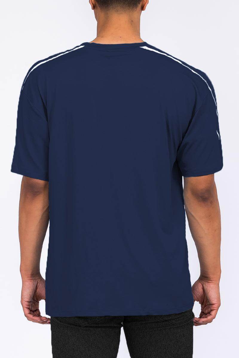 Navy Blue Jordan Solid Tape Tshirt - VacationGrabs