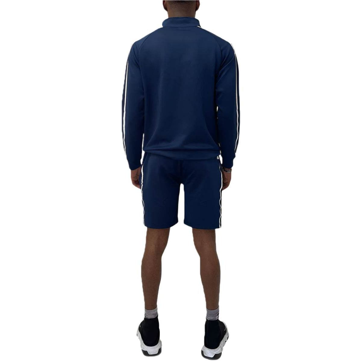 Navy Blue Jordan Track Jacket Short Set - VacationGrabs