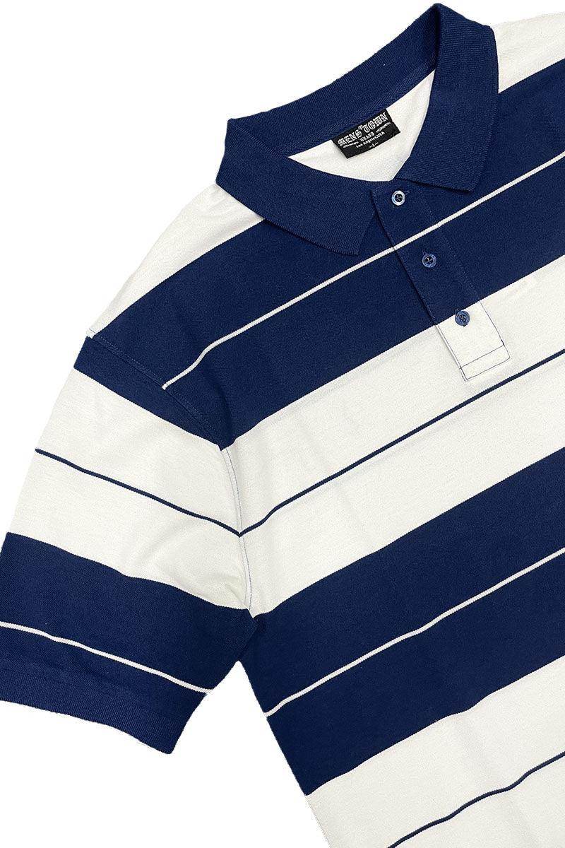 Navy/White Old School Pique Polo Shirt - VacationGrabs