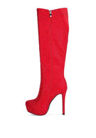 Nebula Rhinestone Embellished Stiletto Calf Boots - VacationGrabs