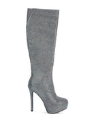 Nebula Rhinestone Embellished Stiletto Calf Boots - VacationGrabs