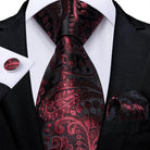 Neck Tie Set Handkerchief Cufflinks Gift For Men - VacationGrabs