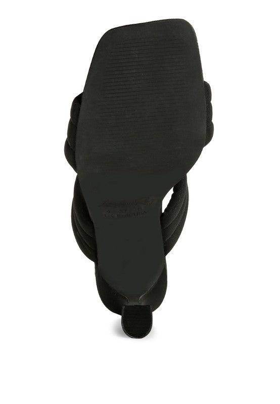 Crush Quilted Straps Spool Heeled Sandals - VacationGrabs