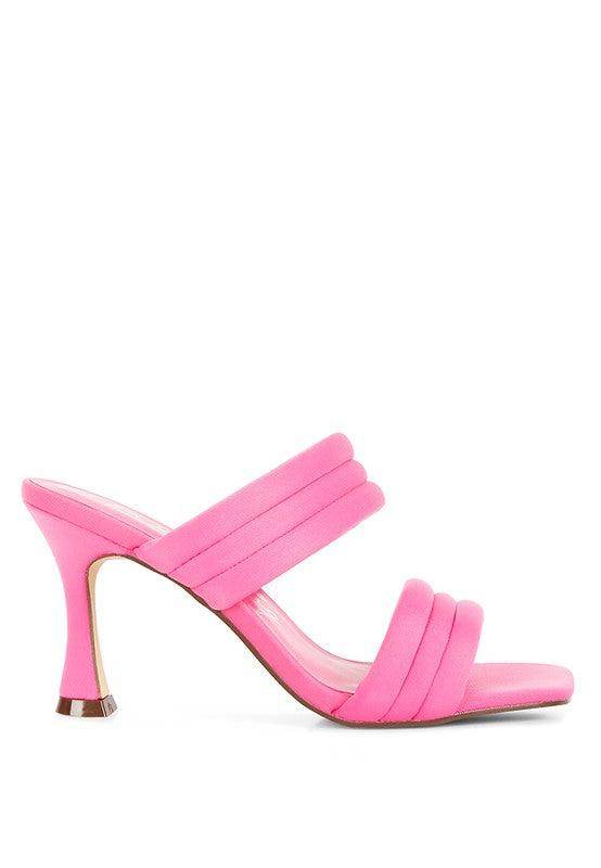 Crush Quilted Straps Spool Heeled Sandals - VacationGrabs