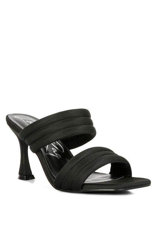 Crush Quilted Straps Spool Heeled Sandals - VacationGrabs