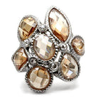 Stunning no plating fashion ring with multiple sparkling gemstones in a unique floral design