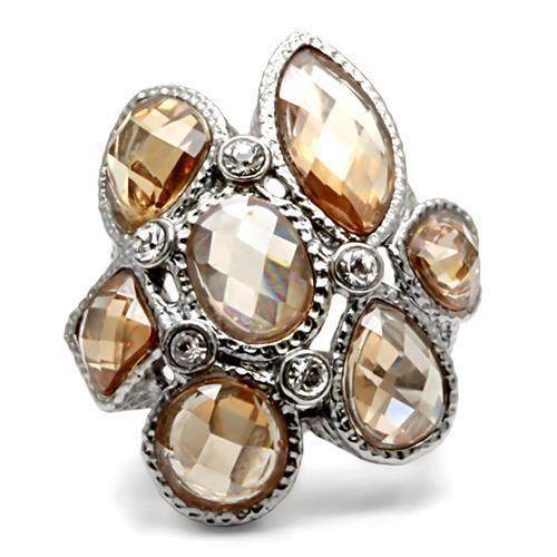 Stunning no plating fashion ring with multiple sparkling gemstones in a unique floral design