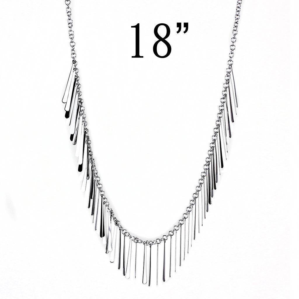 VacationGrabs no plating stainless steel choker with hanging fringe design, 18 inches long