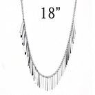 VacationGrabs no plating stainless steel choker with hanging fringe design, 18 inches long