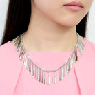 Stylish no plating stainless steel choker featuring cascading metal bar accents for a modern look