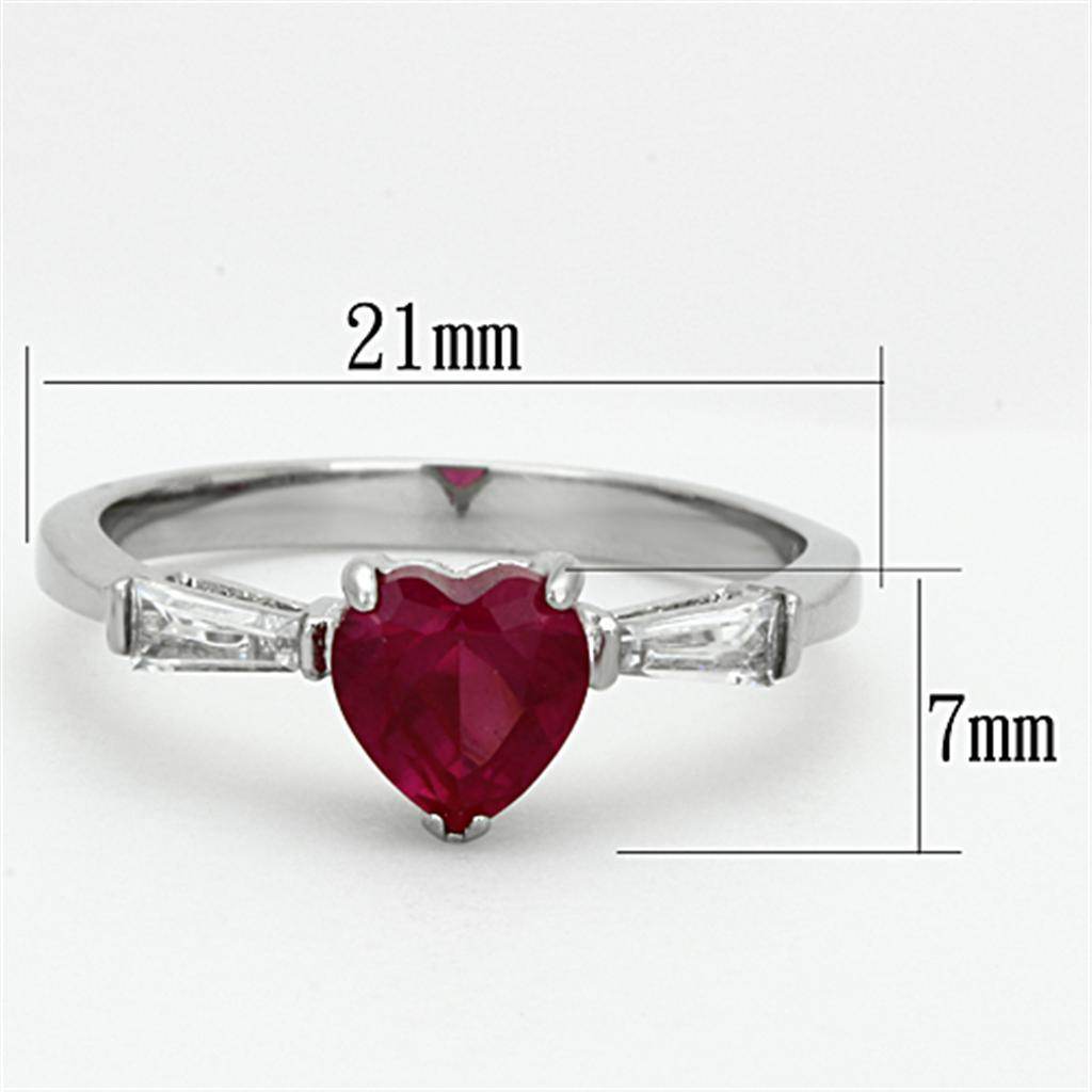 Heart-shaped red gemstone ring with no plating stainless steel jewelry for women