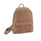 Bella Chic nylon quilted fashion backpack in brown with adjustable straps and stylish design