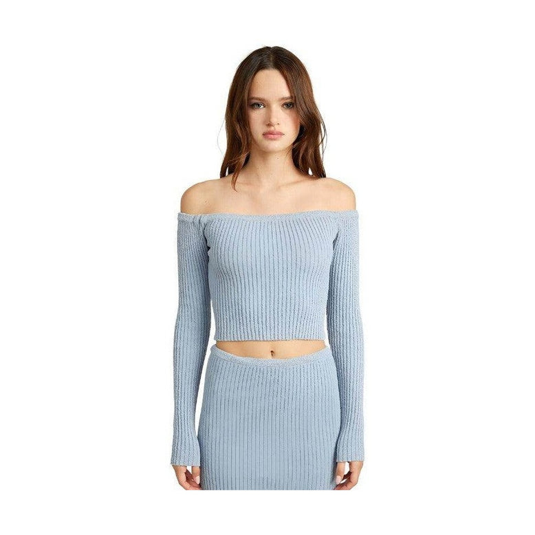 Off Shoulder Long Sleeve Knit Top - VacationGrabs