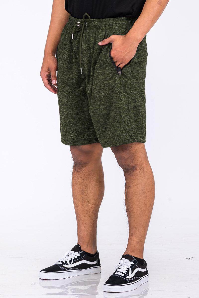 Olive Marbled Light Weight Active Shorts - VacationGrabs