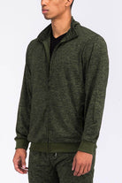 Olive Marbled Light Weight Active Track Jacket - VacationGrabs