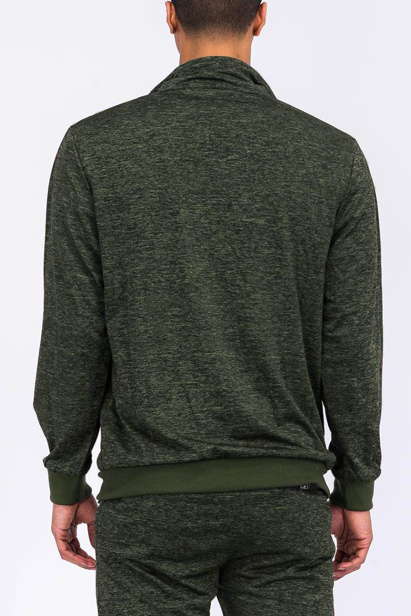 Olive Marbled Light Weight Active Track Jacket - VacationGrabs