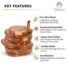 Olive Wood Coaster Set with Holder -7 Pcs - VacationGrabs