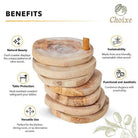 Olive Wood Coaster Set with Holder -7 Pcs - VacationGrabs