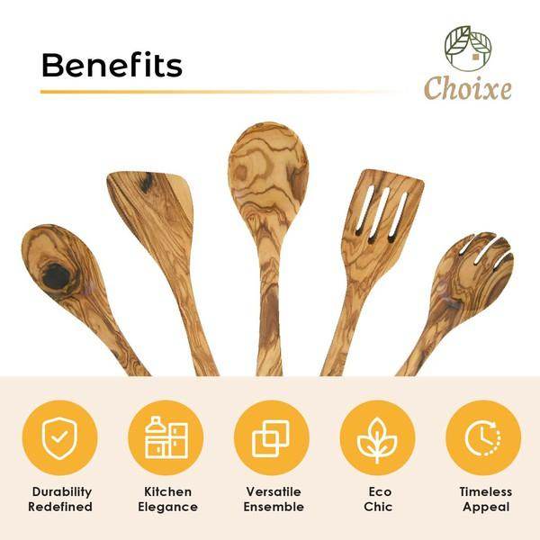 Home Essentials Olive Wood Kitchen Servers Set -5 pcs