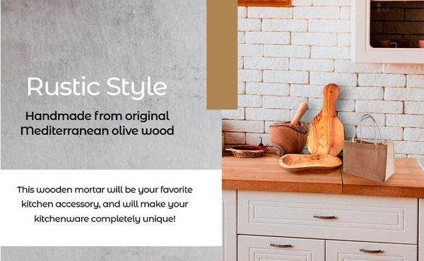 Olive Wood Rustic Mortar and Pestle - VacationGrabs