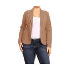 Open Front Long Sleeves Waist Length Blazer Jacket - VacationGrabs
