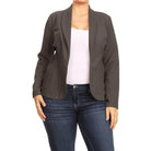 Open Front Long Sleeves Waist Length Blazer Jacket - VacationGrabs